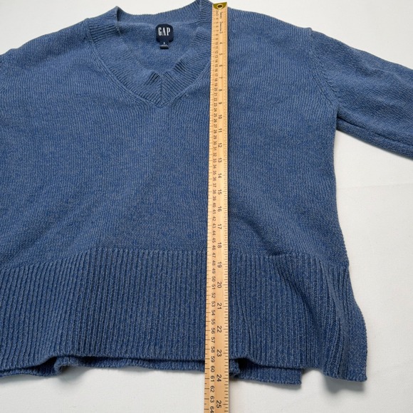 GAP Womens Blue V-Neck Pullover S Boxy Ribbed Minimal Soft Girl - Picture 8 of 9
